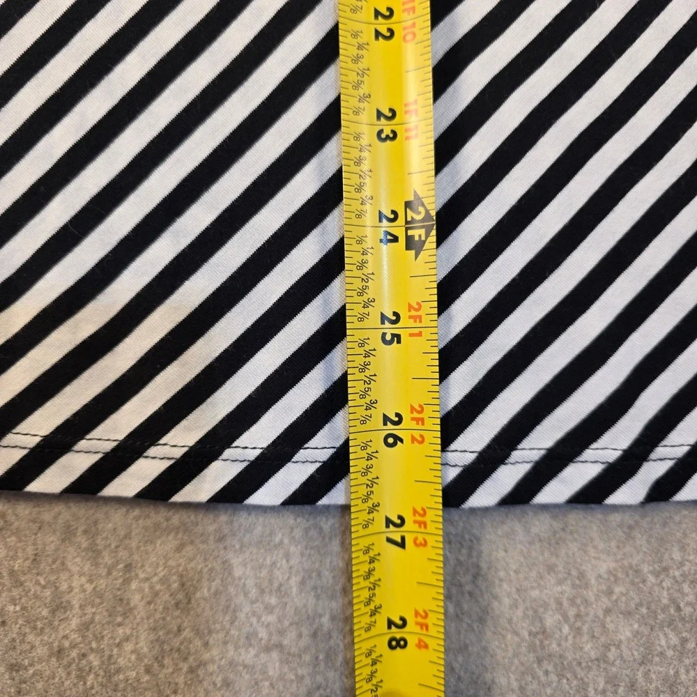 Michael Michael Kors Black White Striped Long Sleeve Boat Neck Top Medium